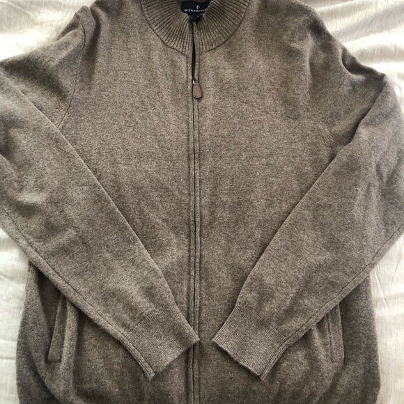 Buttoned down zip cashmere mock neck sweater pockets brown NWOT - Picture 7 of 7